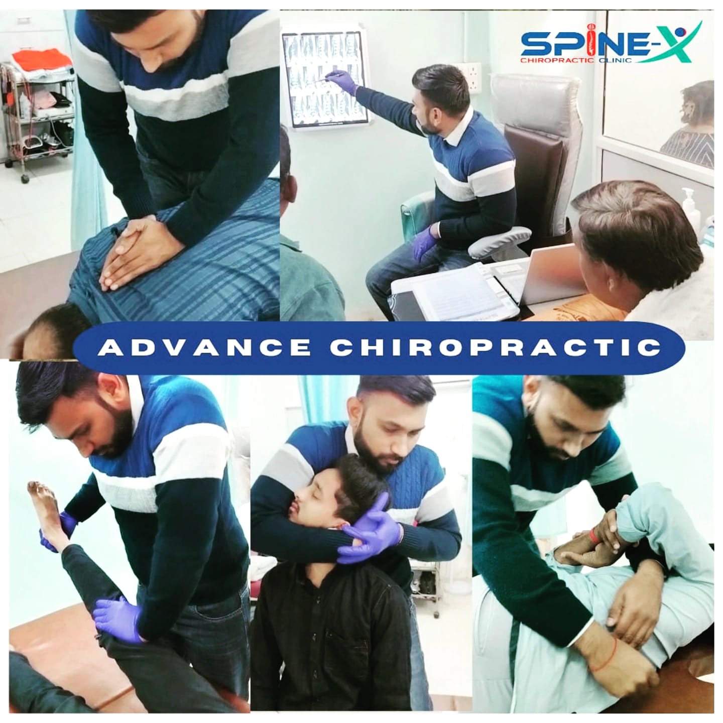 Chiropractor treating a patient at Spine-X Chiropractic clinic